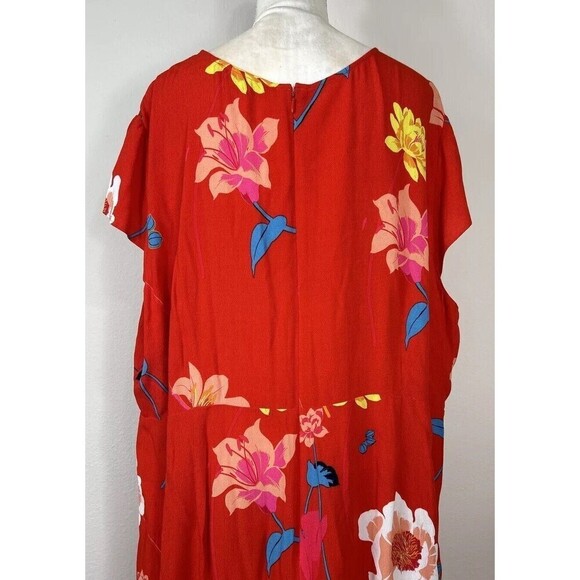 Ann Taylor LOFT Plus Lily Cap Sleeve Spring Poppy Red Midi Dress Size 26 - Picture 11 of 11